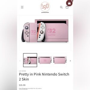 Lux Skins Pretty in Pink Nintendo Switch 2 Skin Full Set Hearts Logo